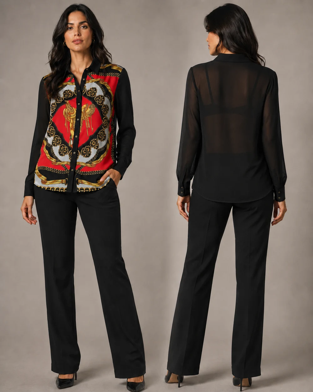 Camisa Social Chiffon Estampada Forever 21
